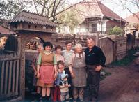 Áron József Mónos, a Corundian folk potter master with his family, 1982