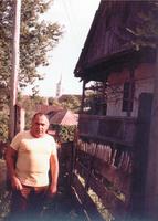 In Farkaslaka, at the birthplace of Áron Tamási, 1982