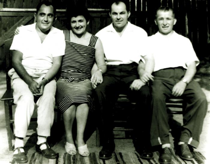 With his brothers, Erzsike, Laci and Sanyi in the 60's